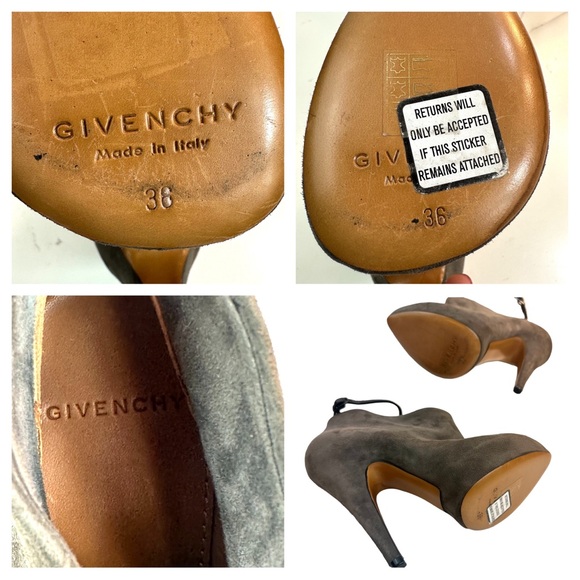 Givenchy Women’s Heels Fetish Tstrap Ankle Booties Gray Suede Size: 5.5 - Picture 15 of 16